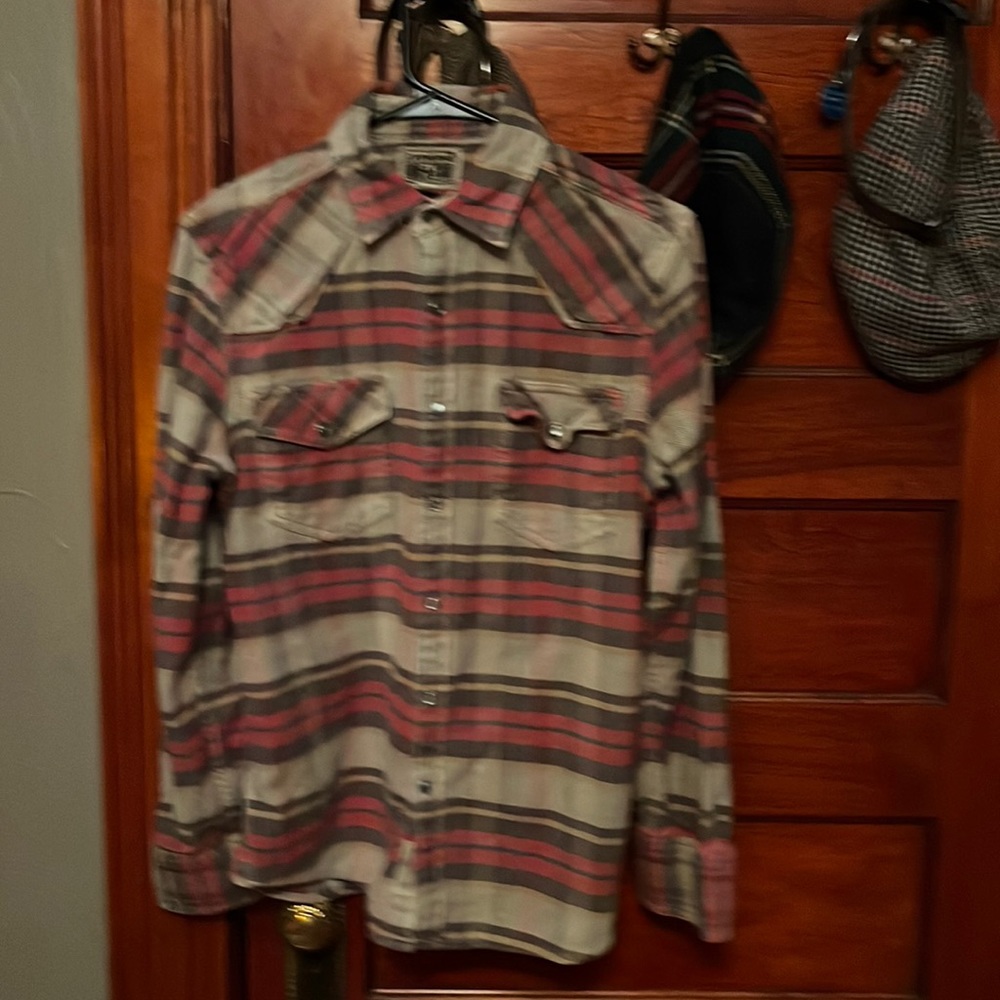 Converse One Star Western Long Sleeve Flannel Denim Pearl Snap Shirt Mens small